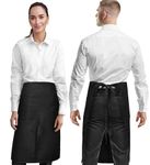 Under NY Sky No-Tie Black Apron – Coated Twill with Chrome Hardware, Leather Reinforcement, Split-Leg, Adjustable for Men and Women – Pro Barber, Tattoo, Bartender, Hair Stylist Aprons – SMALL Size