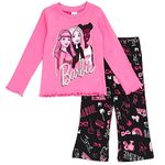 Barbie - Girls Top and Pants Set Toddler to Big Kid Sizes (2T - 14-16), Pink / Black, 6