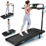 Treadmill with Desk Workstation & Adjustable Height, 450 LBS Weight Capacity, Folding Treadmill with 15% Incline, Bluetooth Speaker & App, Portable 3.5HP Walking Pad with Desktop for Home Office