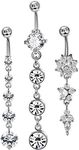 Drperfect 3-6PCS 14G Stainless Steel Belly Button Rings Navel Body Jewelry Belly Piercing CZ Inlaid