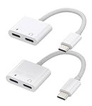 iPhone 15 Pro Max Plus Splitter USB C to Headphone Adapter Dual Type C Jack Audio Charger Dongle(2 Pack) Compatible for Samsung S21 Galaxy Z Flip 5 Apple iPad 10、Air 4/5、Mini6、12.9 Aux Cord tp-BH