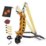 Professional Strong Slingshot Set, Slingshot for Hunting Rocket with Wrist Support Power, Outdoor High Velocity Catapult Slingshot with 4 Rubber Bands and 100 Ammo Balls