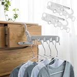 3 Pack Travel Folding Clothes Drying Rack Multi-Functional Hanging Hangers with 5 Hanging Holes Portable Travel Hotel Coat Hanger for Travel, Hotel Apartment, Business Trips, and Home Use (Grey）