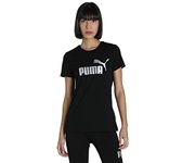 Puma Women's Letter Print Regular Fit T-Shirt (84830351_Black-Silver Metallic S)