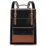 ECOSUSI Laptop Backpack for Women PU Leather Backpack Vintage for Laptop 15.6 inches Computer Bag College Bookbag