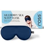 Ross 100% Mulberry Silk Sleep Mask Eye Mask, Super Smooth for Blind Fold (Blue)