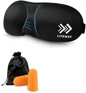 LIFEWAY Sleep Mask Eye Mask for Men Women - 3D Sleep Mask Eye Mask with Ear Plug and Travel Pouch - Best Night Blindfold for Travel, Spa, Naps, Airplane, Meditation (black)