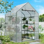 SPECILITE Greenhouse for Outdoors or Indoors, Heavy Duty Walk-in Plant Green Garden Hot House with Thicken PE Cover and Steel Frame, 57×57×77-Inch Portable Small Greenhouses Kit with Window and Anchor