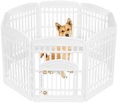 IRIS USA 87cm Exercise 8-Panel Pet Playpen with Door, Dog Playpen, for Medium and Large Dogs, Keep Pets Secure, Easy Assemble, Fold It Down, Easy Storing, Customizable, White
