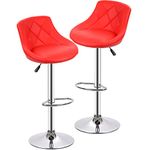 BestOffice Set of 2 Barstools Height Adjustable Back PU Leather Swivel Bar Kitchen Counter Stools Dining Chairs, Red