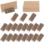 BELLE VOUS 20 Pack Place Card Holders - Rustic Wooden Stands with 30 Place Cards - for Table Number, Name Card, Birthdays/Wedding Table Sign, Party Decoration, Photos/Pictures, and Memo/Note Clip