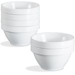 ONEMORE Ceramic Cereal Bowls 20 oz Soup Bowls Set of 6 Stackable Deep Bowls for Kitchen Serving Oatmeal Salad Pasta Ramen Dessert, Microwave Oven and Dishwasher Safe - 5.3 in, White