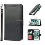 SunYoo for iPhone 6S Plus Case with Cards Holder,étui Coque Pour iPhone 6 Plus Case with Wrist Strap,PU Leather Wallet Case Magnetic Flip Cover Bag étui portefeuille Pour iPhone 6SPlus 6Plus Black