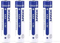 XTAR Rechargeable Lithium AAA Batteries 4Packs,1200 mWh Constant Output 1.5V Li-ion AAA Battery, 1200 Cycles for Toy Cars Toothbrush