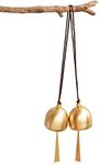 2Pcs Small Gold Plated Hanging Bell Decoration Bell Camping Tent Bells Windown Door Home Decoration Good Luck Bell Mini Hanging Bell Pendent