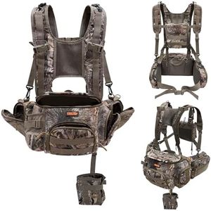 MDSTOP Hunting Fanny Waist Pack with Harness Pouch, Camo Waist Pack for Hunter, Lumbar Hunting Pack with Binocular Harnes, Fanny Hunting Backpack with Bow Rifle Holder