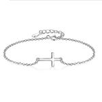 IzuBizu London Women's 925 Sterling Silver Religious Cross Bracelet White Christian Crucifix Bangle for Her Mother's Day Birthday Celebration