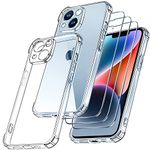 ivoler [4 in 1 Camera Cover Case Compatible with iPhone 14 6.1" with 3 Pack Tempered Glass Screen Protector, Slim Soft TPU Shockproof Anti-Scratch Phone Case Cover - Clear