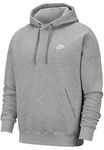 NIKE Men's M Nsw Club Po Bb Hoodie, Dk Grey Heather/Matte Silver/(White), L UK