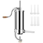TANGZON 1.5L/3L/3.5L/6L Sausage Stuffer, Vertical Stainless Steel Sausage Maker with 4/6 Sizes Filling Nozzles, Manual Meat Filling Machine for Home Commercial Use (6L/10LBS, 6 Nozzles)