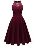 Bbonlinedress Wedding Guest Dress Halter Plus Size Formal Cocktail Party Sexy Dress Christmas Burgundy 3XL