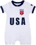 BDONDON Unique Sports Fan Baby Creepers Soccer USA Baby Rompers Jersey for Toddler Infant Boys & Girls (US-Romper,12-18M)