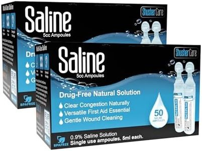 Saline Ampoules Saline Solution, Sodium Chloride 0.9%, 100 Count (5mL Each)