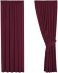 Pencil Pleat Blackout Window Curtains Drapes for Light Blocking & Noise Reducting Nursery Curtain Blinds for Kids - Burgundy,66" Width x 72" Drop, Set of 2 pieces