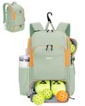 sportsnew Pickleball Bag for Women & Men – Large Waterproof Sports Backpack with Separate Shoe Compartment & Fence Hook, Mint Green with Orange Accent