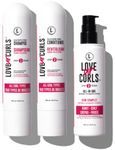 LUS Brands Love Ur Curls for Kinky-Coily Hair, 3-Step System - Shampoo and Conditioner Set with All-in-One Styler - LUS Curls Hair Products - Nongreasy, Moisturizing, Clean - 8.5oz each