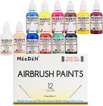 MEEDEN 12 Colors Airbrush Paint (30 ml/1 oz), Acrylic Airbrush Paint Kit, Ready to Spray, Opaque & Translucent & Fluorescent Colors, Water-Based, Non-Toxic for Beginners, Hobbyist, and Artists