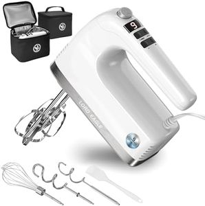 Lord Eagle 9-Speed Digital Hand Mixer Electric Handheld, 500W DC Motor Kitchen Mixer for Cake Baking, Lightweight Egg Beaters with Stain-resistant & Waterproof Storage Bag & 6 Accessories