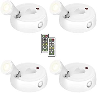 Olafus Spot Lights Indoor 4 Pack, Wireless Spotlight Battery Operated, Dimmable LED Accent Light with Remote, 4000K Neutral White Small Uplights Battery Mini Spotlights for Display Painting Closet