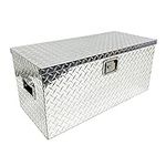 Maypole Aluminium Toolbox 810x372x370mm 32x14.5x14 Inches Robust Checkerplate Storage for Trailer Drawbar & Flat Bed