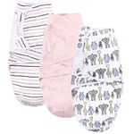 Hudson Baby Unisex Baby Quilted Cotton Swaddle Wrap 3pk, Pink Safari, 0-3 Months