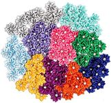 Satin Ribbon Daisy Flower Heads with Rhinestones, 10 Colors (1.2 in, 100 Pack)