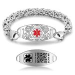 Theluckytag Upgraded Medical Bracelets Men Women with QR Code Medical Alert ID Bracelets - Titanium Steel Wristband Fits Wrists Up 8''-10'' - More Space Custom Emergency Medical ID Info,