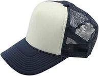 Craftman High Crown Foam Front Mesh Back Classic Trucker Hat with Adjustable Snapback for Men and Women(Navy/White)