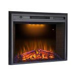 Valuxhome 36 Inches Electric Fireplace Recessed Fireplace Heater with Remote Control, Log Speaker, 1500W, Black