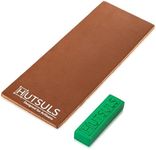 Hutsuls Brown Leather Strop with Compound - Get Razor-Sharp Edges with Stropping Kit, Green Honing Compound & Vegetable Tanned Two Sided Leather Strop Knife Sharpener Step-by-Step Guide Included