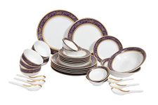 Hitkari Potteries Porcelain Dinner Set 33-Pieces for Kitchen & Home (HPC33-14228 Heavy Gold)