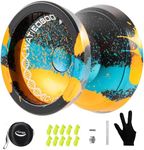 WATIEOBOO Yoyo Professional Responsive Yoyo for Kids 8-12 Unresponsive Yo yo for Adults Beginner Friendly Fingerspin Trick Pro Yoyos with Yo-yo Accessories (Black Blue Orange)