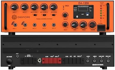 DIGIMORE Professional Audio Amplifier | 120W RMS and 150W Max Output | Dual Power Source | USB/MP3 & Bluetooth | Mic & Aux in with Tone Controls for Events, Schools & Religious Places (DA-120X)