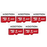 KOOTION 5-Pack 64GB Micro SD Card Class 10 Micro-SDXC Memory Card UHS-I, High Speed Flash TF Card for Security Camera/Smartphone/Drone/Dash Cam/Tablet/PC, C10, U1, 64GB 5pack