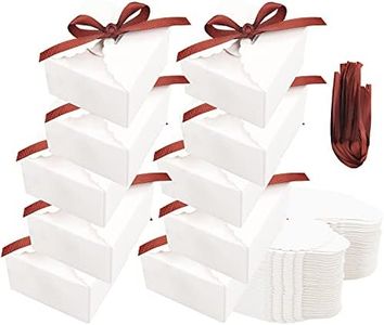 Belle Vous 60 pz Scatola Regalo con Coperchio Kraft Bianca - 4,5 x 6,5 x 6,5cm - in Cartone Quadrate con Nastro per Feste, Matrimoni, Compleanni, Creazioni, Proposte - Facile da Assemblare