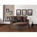 NATURE WOOD DECOR | Barrel Chair Accent Sofa | with Pillows Round Sofa Modern Oversize Arm Chair Cozy Club Chair for Bedroom, Living Room, Lounge, Hotel & Office Sofa (Brown)