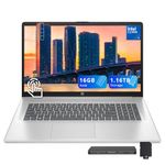HP 17.3" HD+ Touchscreen Laptop, Intel Core 5 120U, 16GB RAM, 1.16TB Storage (1TB SSD+160GB Docking Station Set), Intel Graphics, 720p Webcam, Copilot, Wi-Fi 6, Win 11, Silver