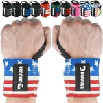 DMoose Wrist Wraps Weightlifting Men 12 and 18 Inches Thumb Loops with Wrist Support for Workouts Powerlifting Wrist Straps for Weight Lifting Men and Women American III
