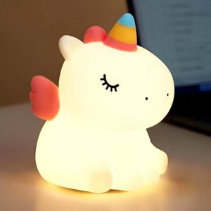 ZCOINS Unicorn Night Light Cute Animal Silicon Nightlight for Kids Toddler Baby Dimmable Rechargeable Touch Night Lamp with Timer for Home Kids Room Christmas Birthday Present for Girls Boys