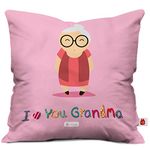 Indigifts Love You Grandma Quote Cute Grandmom Portray Pink Cushion Cover 16x16 inches - Gift for Grandparents, Grandmother Birthday, Grandma Pillow